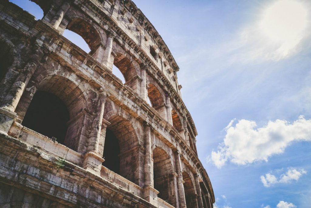 Exterior image looking up at the Rome Coliseum